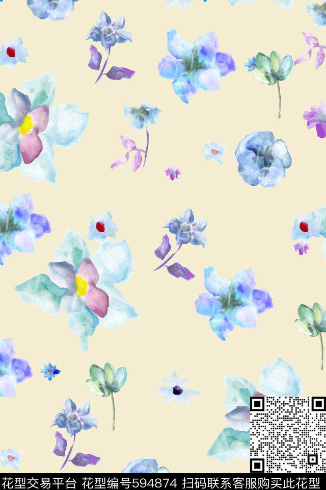 小碎花花朵花卉数码印花华亿平台下载（图片编号: 594874） - 瓦栏（Walan）