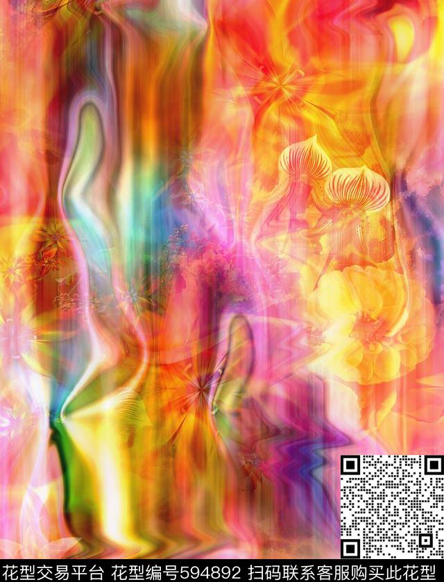 女装抽象格子数码印花华亿平台下载（图片编号: 594892） - 瓦栏（Walan）