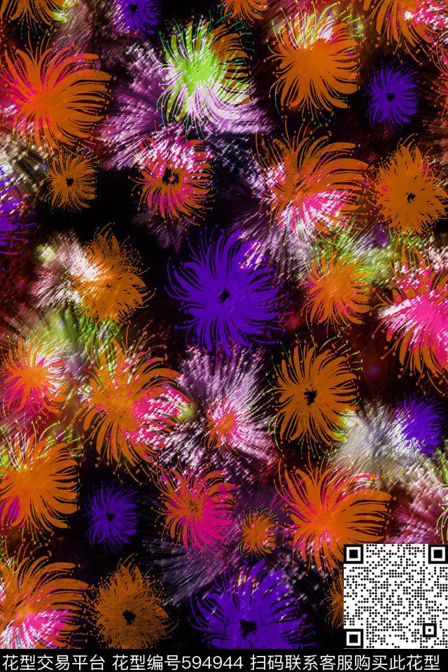 花朵花卉抽象烟花数码印花华亿平台下载（图片编号: 594944） - 瓦栏（Walan）