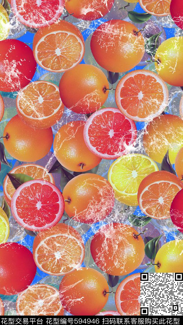 水果橙子水花喷溅数码印花华亿平台下载（图片编号: 594946） - 瓦栏（Walan）