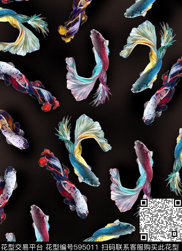 鱼动物金鱼数码印花华亿平台下载（图片编号: 595011） - 瓦栏（Walan）