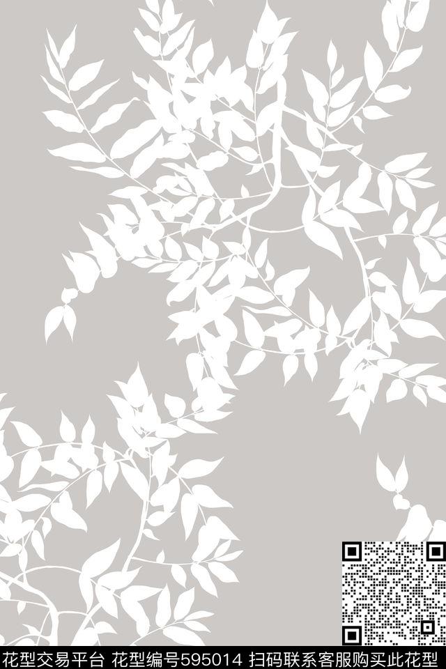 花卉枝叶简约传统印花华亿平台下载（图片编号: 595014） - 瓦栏（Walan）
