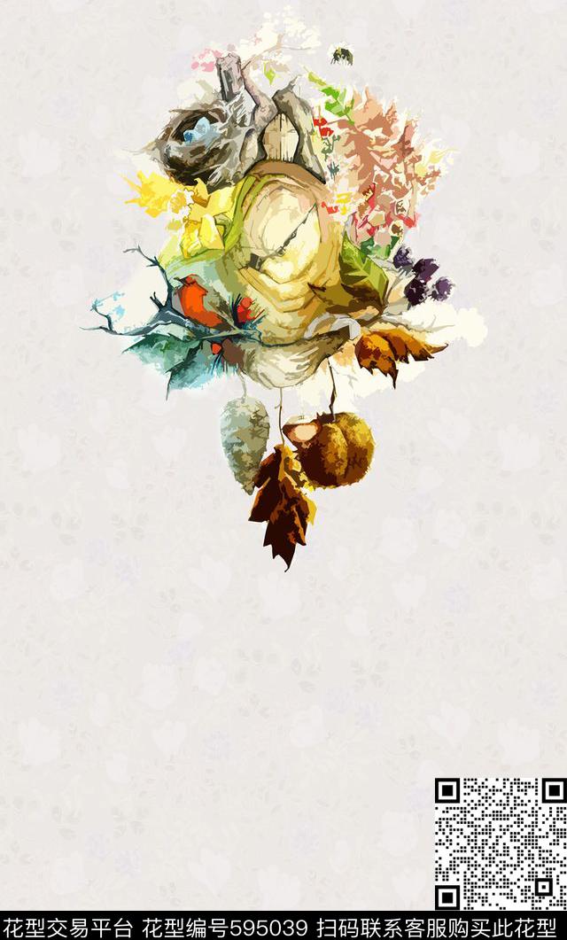 手绘定位花卉。泳装传统印花华亿平台下载（图片编号: 595039） - 瓦栏（Walan）