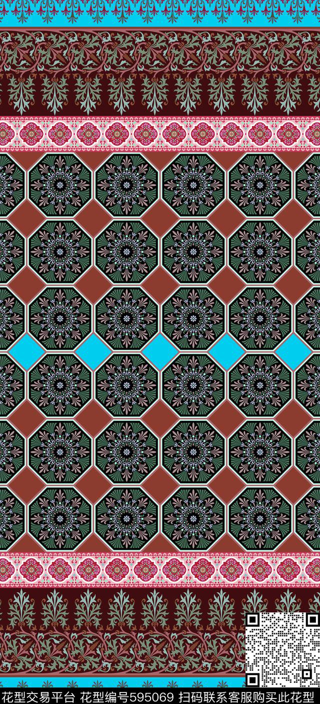 民族风土耳其花纹瓷砖花纹传统印花华亿平台下载（图片编号: 595069） - 瓦栏（Walan）