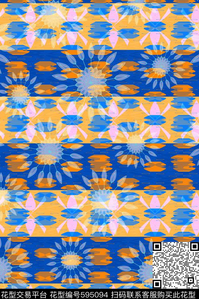 花卉组合花纹女裙传统印花华亿平台下载（图片编号: 595094） - 瓦栏（Walan）