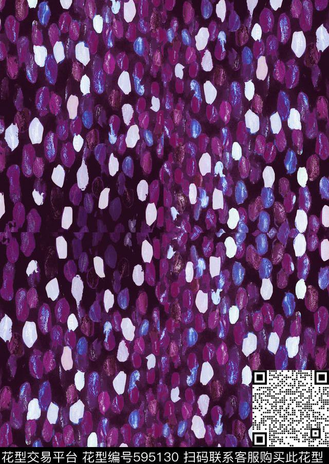 油画笔触变形点不规则数码印花华亿平台下载（图片编号: 595130） - 瓦栏（Walan）