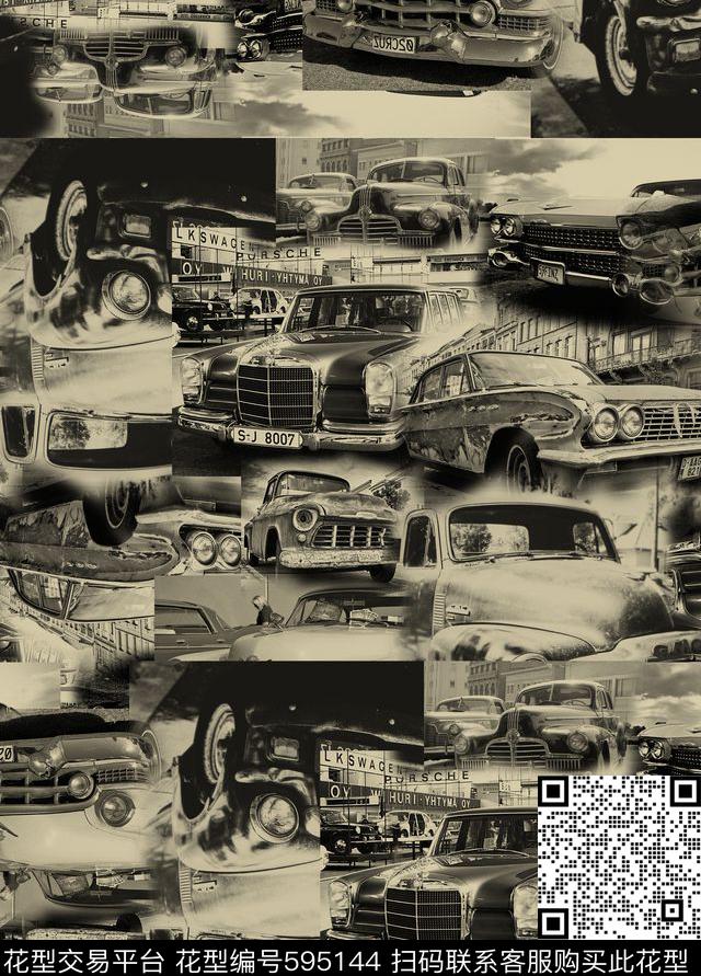 复古照片男装华亿平台老爷车数码印花华亿平台下载（图片编号: 595144） - 瓦栏（Walan）