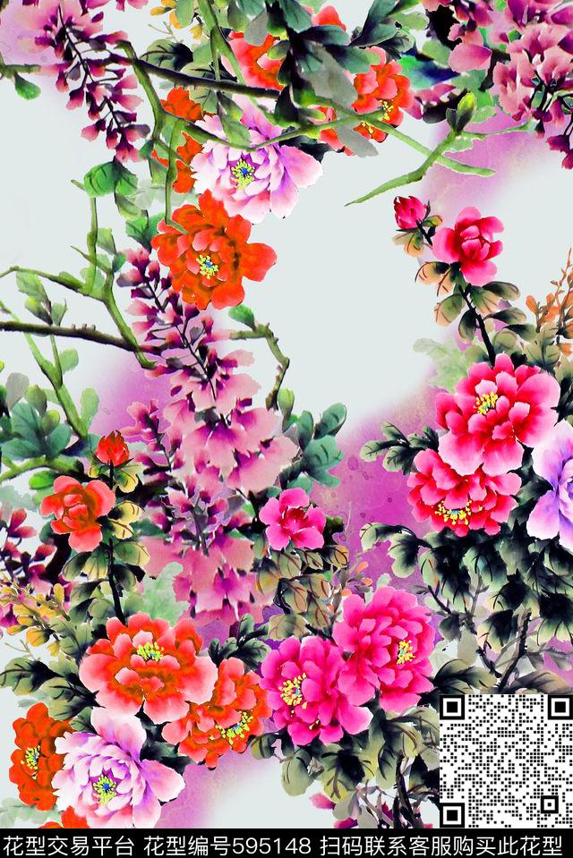 花朵数码印花华亿平台下载（图片编号: 595148） - 瓦栏（Walan）