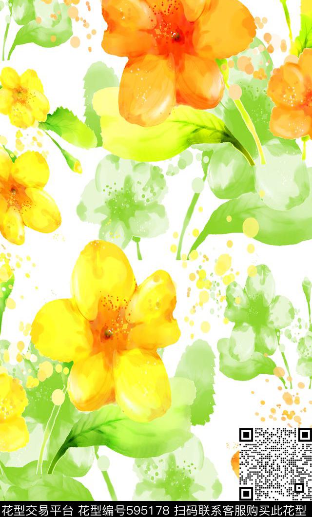 创意花卉植物花卉风格花卉数码印花华亿平台下载（图片编号: 595178） - 瓦栏（Walan）