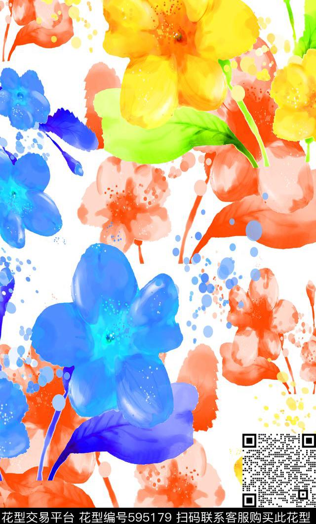 创意花卉植物花卉风格花卉数码印花华亿平台下载（图片编号: 595179） - 瓦栏（Walan）
