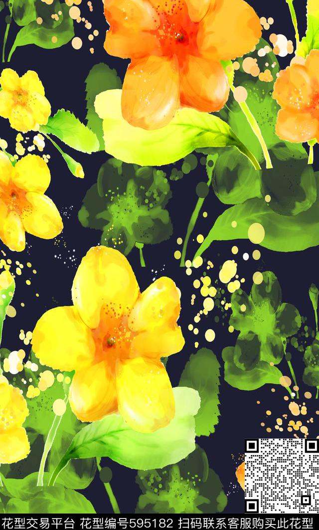 创意花卉植物花卉风格花卉数码印花华亿平台下载（图片编号: 595182） - 瓦栏（Walan）