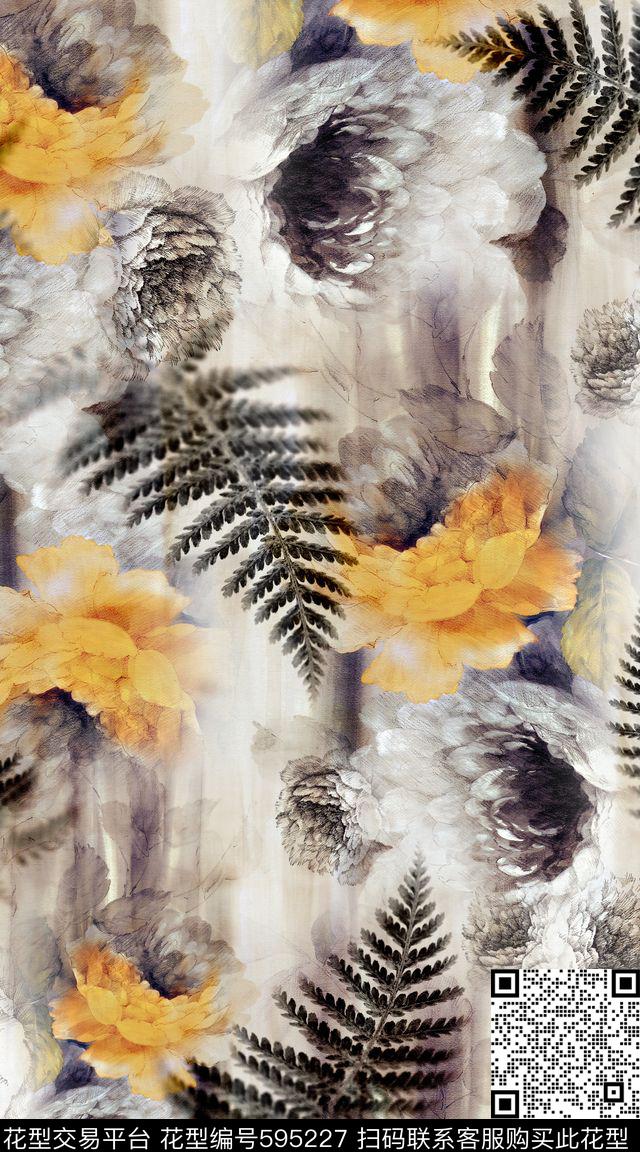 复古欧式花朵数码印花华亿平台下载（图片编号: 595227） - 瓦栏（Walan）