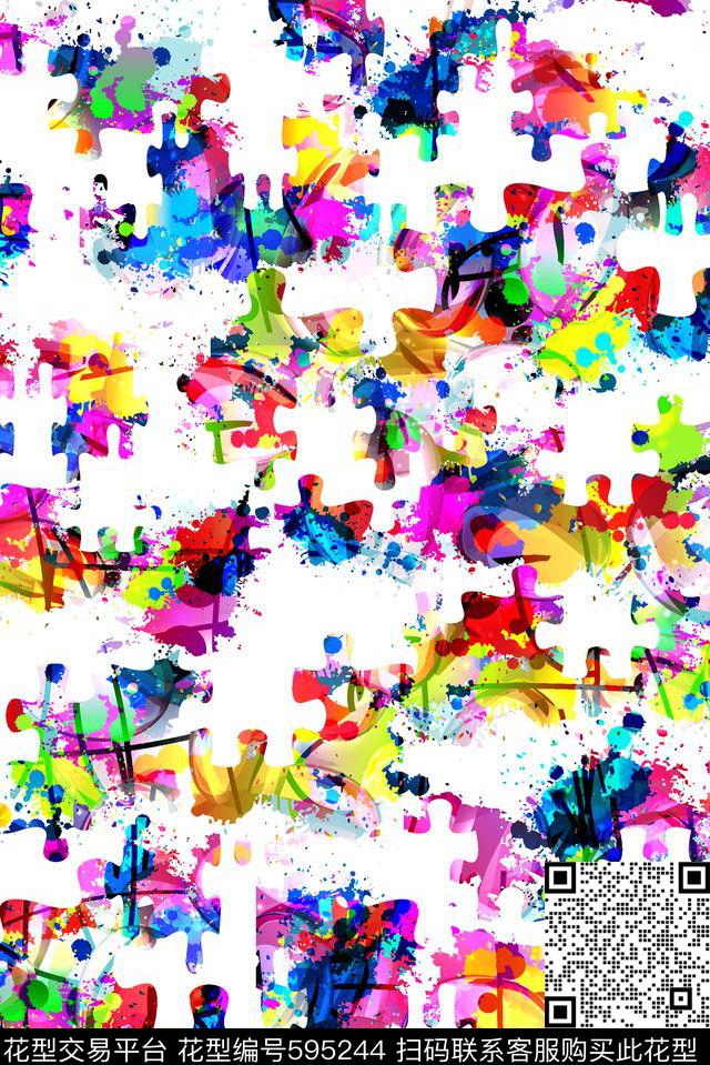 不规则几何迷彩几何数码印花华亿平台下载（图片编号: 595244） - 瓦栏（Walan）