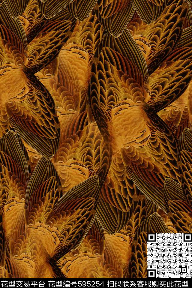 动物纹翅膀羽毛数码印花华亿平台下载（图片编号: 595254） - 瓦栏（Walan）