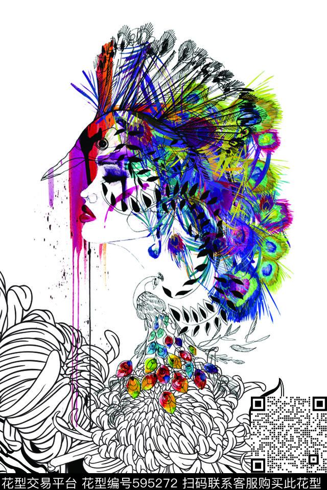 欧美风格非主流花卉数码印花华亿平台下载（图片编号: 595272） - 瓦栏（Walan）