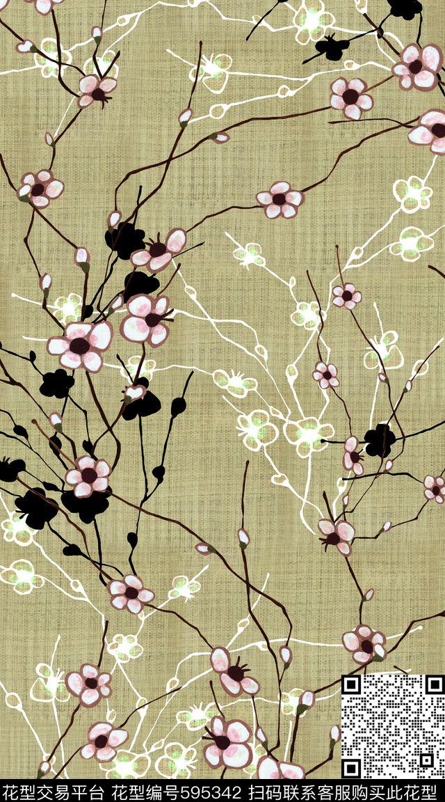 日系线条格子数码印花华亿平台下载（图片编号: 595342） - 瓦栏（Walan）