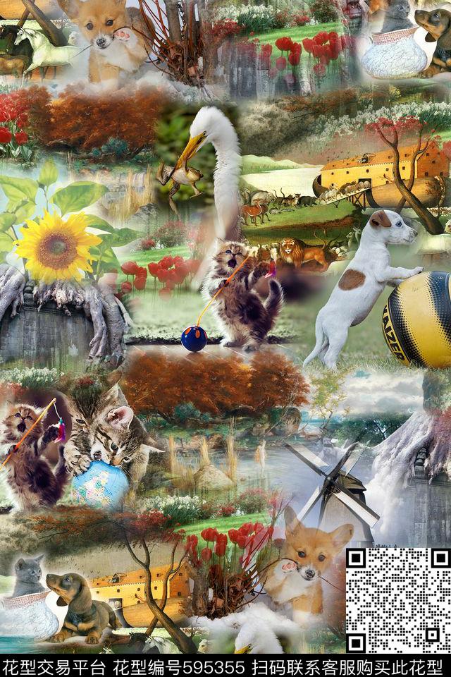 动物狗狗猫咪数码印花华亿平台下载（图片编号: 595355） - 瓦栏（Walan）