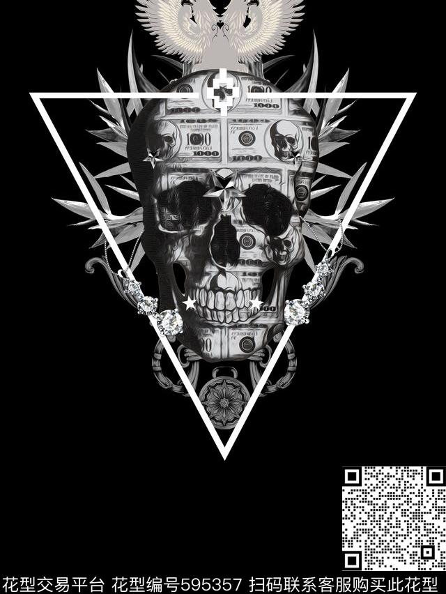 大牌时尚头骨数码印花华亿平台下载（图片编号: 595357） - 瓦栏（Walan）