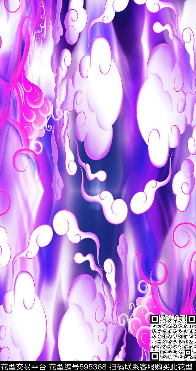 时尚数码印花云朵纹数码印花华亿平台下载（图片编号: 595368） - 瓦栏（Walan）