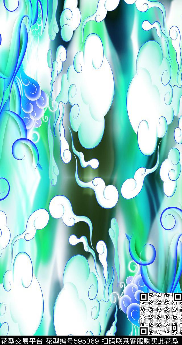 时尚数码印花云朵纹数码印花华亿平台下载（图片编号: 595369） - 瓦栏（Walan）
