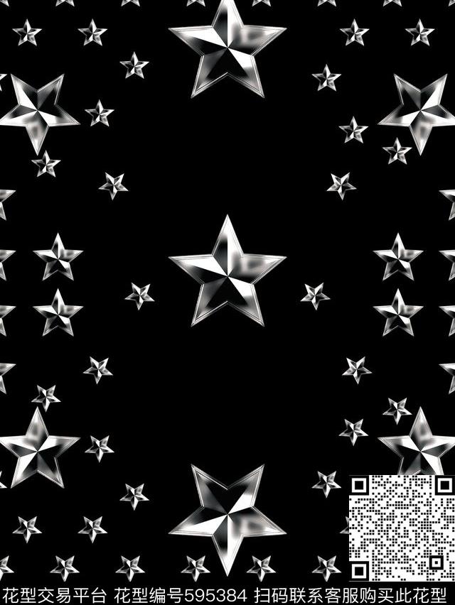 金属五角星银色数码印花华亿平台下载（图片编号: 595384） - 瓦栏（Walan）