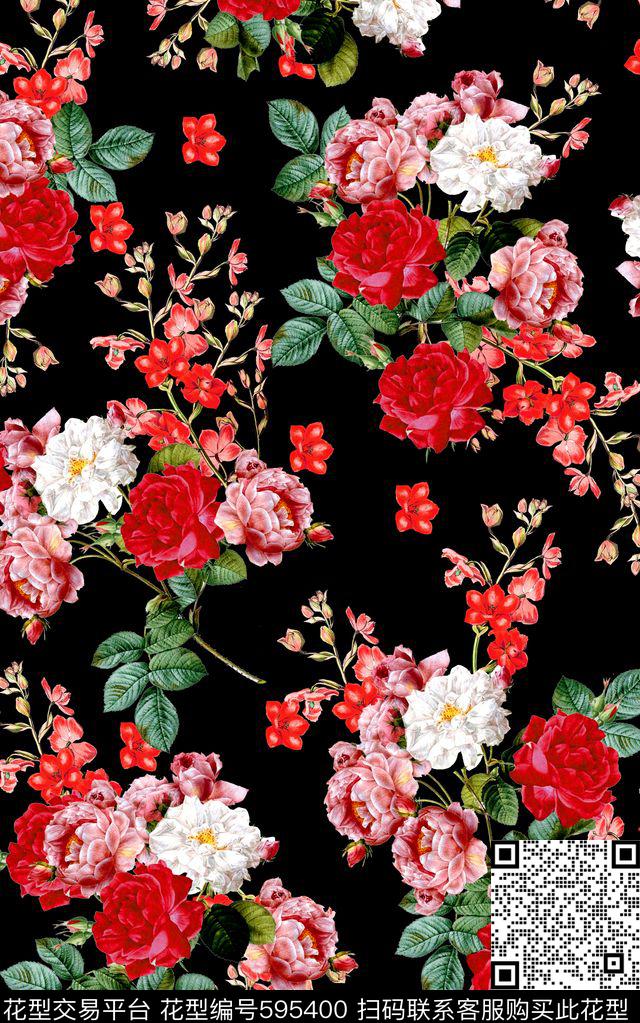 热带花卉时尚数码印花华亿平台下载（图片编号: 595400） - 瓦栏（Walan）