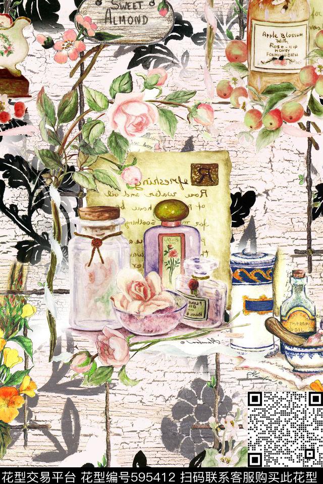 时尚田园风欧美数码印花华亿平台下载（图片编号: 595412） - 瓦栏（Walan）