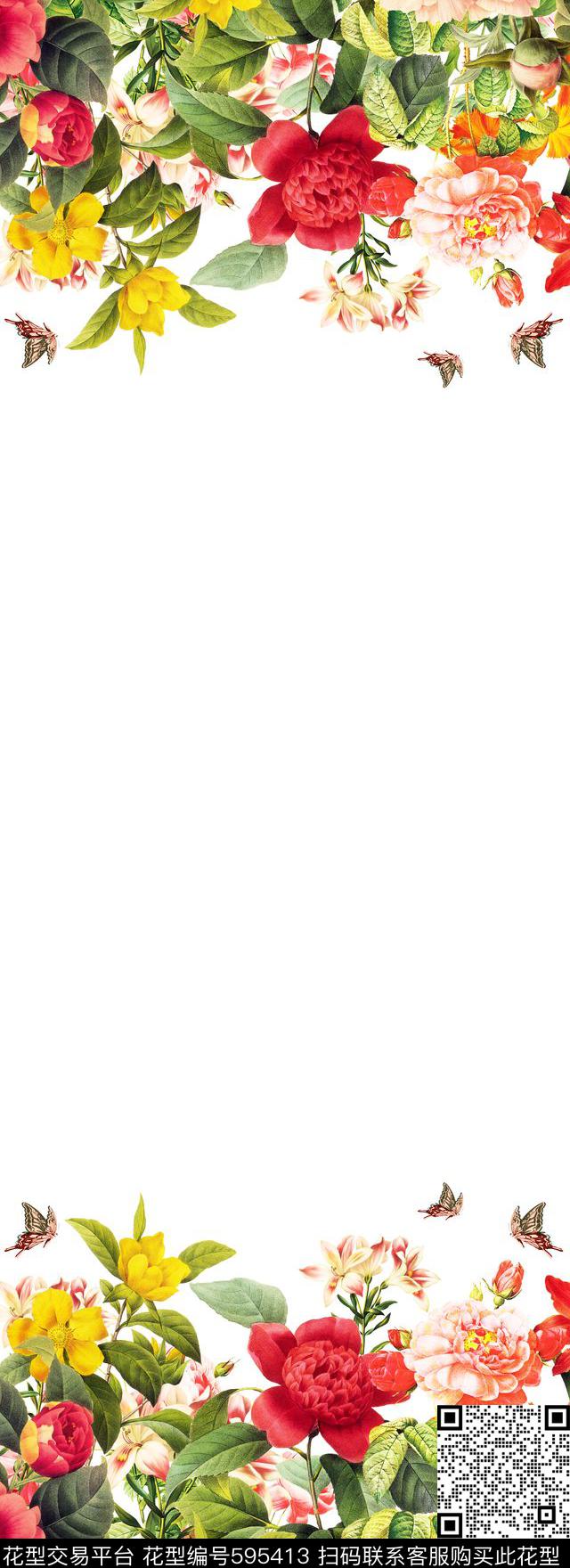 花朵牡丹玫瑰数码印花华亿平台下载（图片编号: 595413） - 瓦栏（Walan）