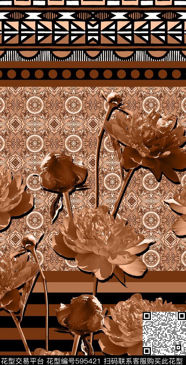 定位花欧洲大花数码印花华亿平台下载（图片编号: 595421） - 瓦栏（Walan）