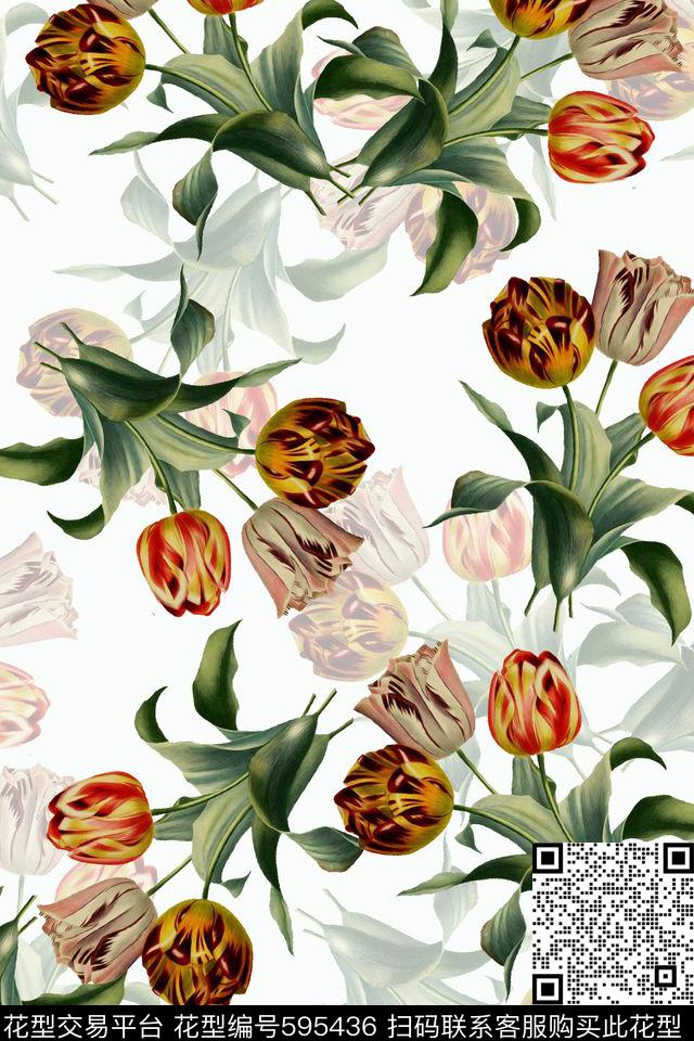 家纺服装郁金香数码印花华亿平台下载（图片编号: 595436） - 瓦栏（Walan）