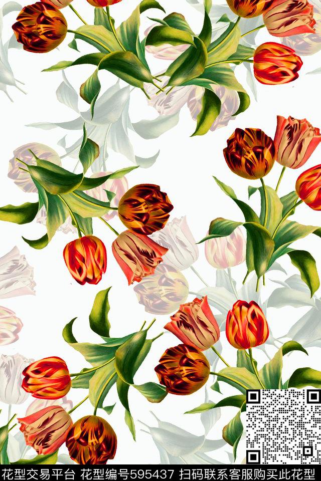家纺服装郁金香数码印花华亿平台下载（图片编号: 595437） - 瓦栏（Walan）