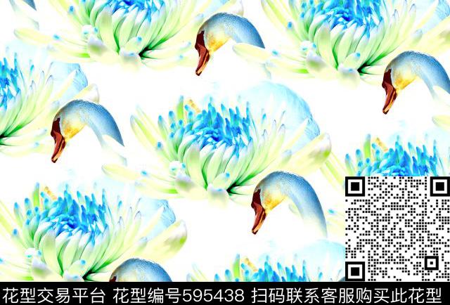 花卉抽象海豚数码印花华亿平台下载（图片编号: 595438） - 瓦栏（Walan）