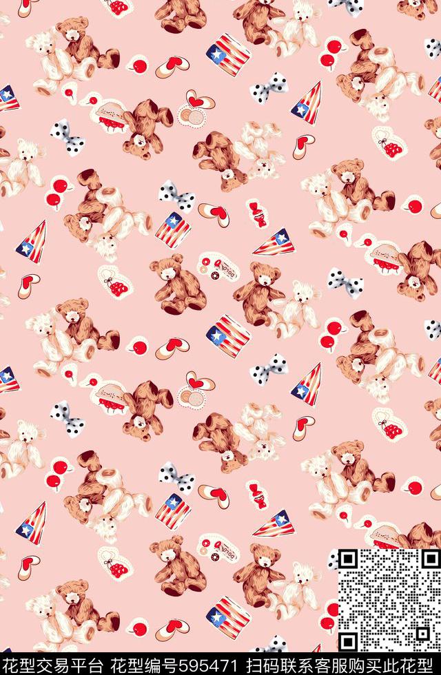 国旗卡通系列小熊传统印花华亿平台下载（图片编号: 595471） - 瓦栏（Walan）