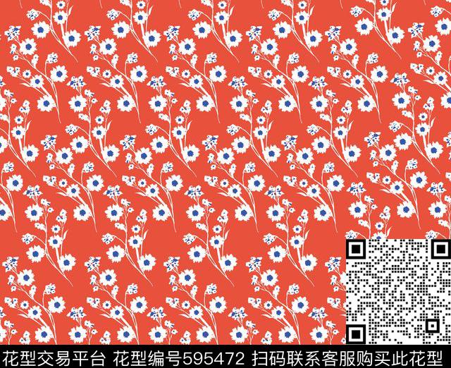 花瓣小碎花花朵传统印花华亿平台下载（图片编号: 595472） - 瓦栏（Walan）