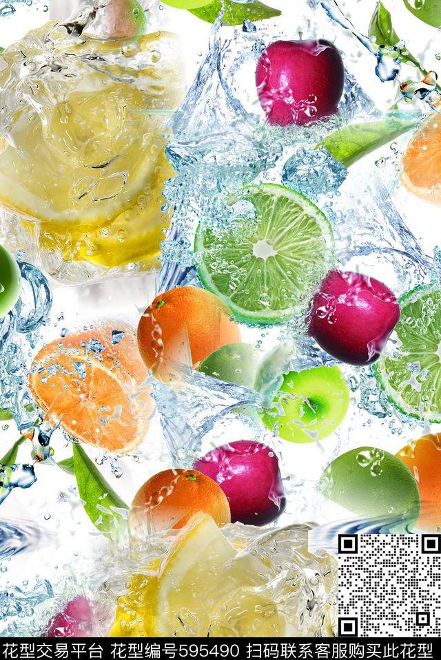 水果蔬菜田园风苹果水渍数码印花华亿平台下载（图片编号: 595490） - 瓦栏（Walan）