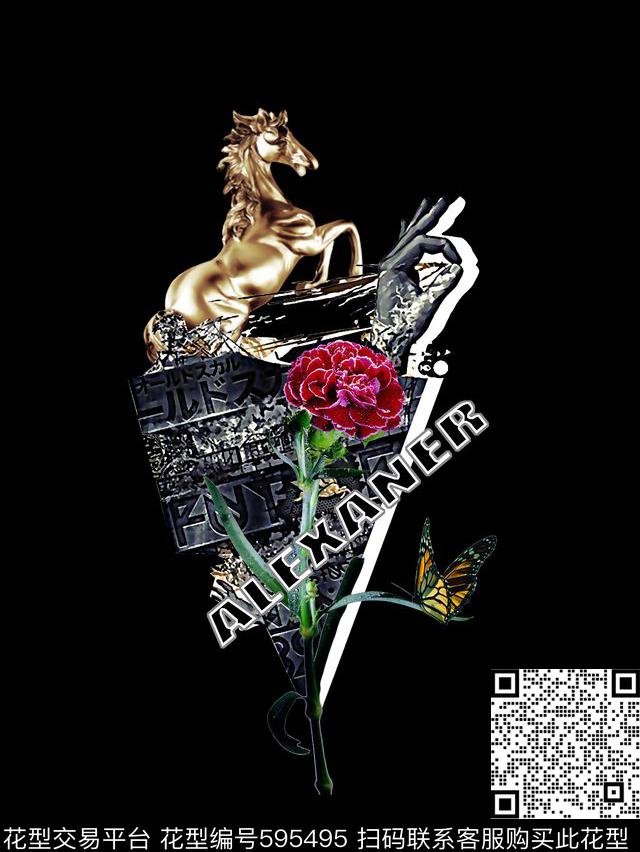 男装花卉金属马花数码印花华亿平台下载（图片编号: 595495） - 瓦栏（Walan）
