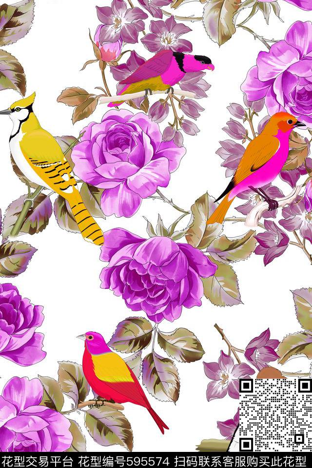 花鸟数码印花华亿平台下载（图片编号: 595574） - 瓦栏（Walan）