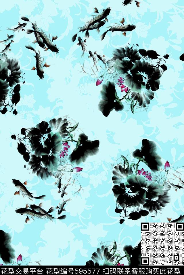 中国风清新♥红桃A〖中国风韵〗数码印花华亿平台下载（图片编号: 595577） - 瓦栏（Walan）