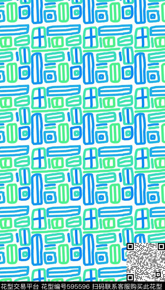 几何图案格子图案几何线条组合数码印花华亿平台下载（图片编号: 595596） - 瓦栏（Walan）