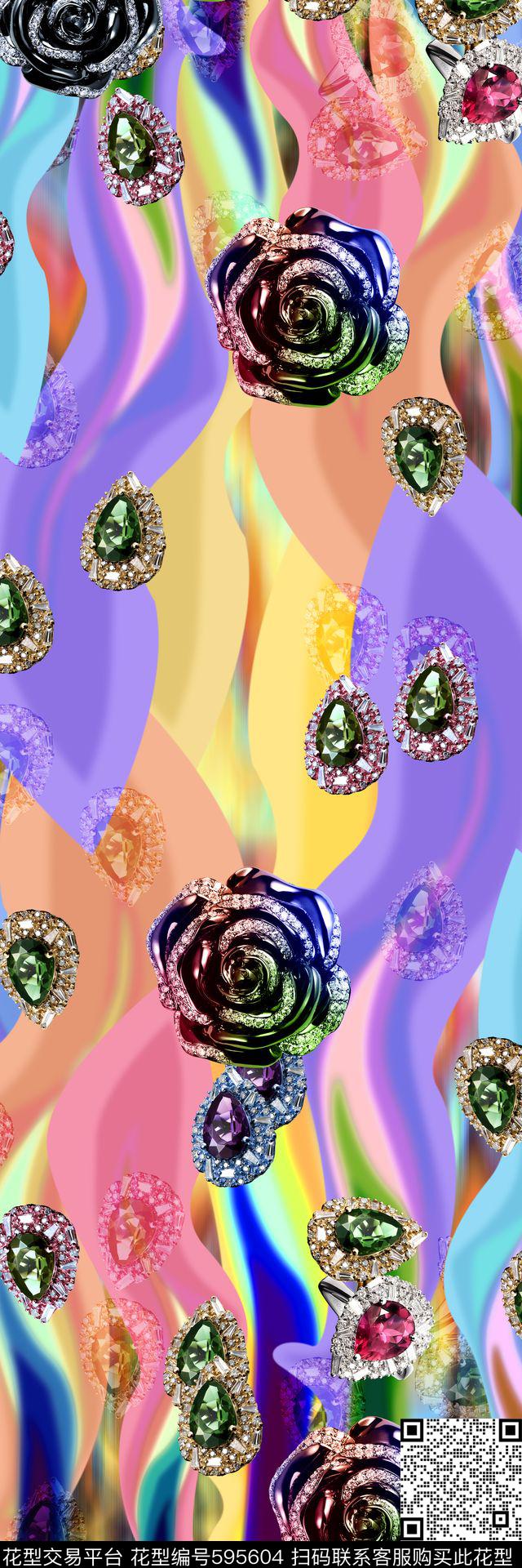 珠宝手绘纹理条纹数码印花华亿平台下载（图片编号: 595604） - 瓦栏（Walan）