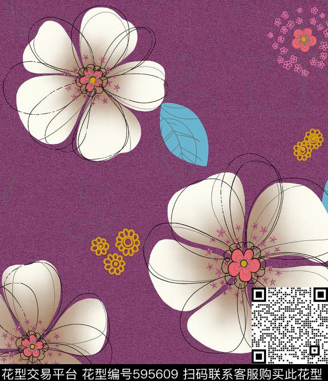欧美花朵花卉传统印花华亿平台下载（图片编号: 595609） - 瓦栏（Walan）