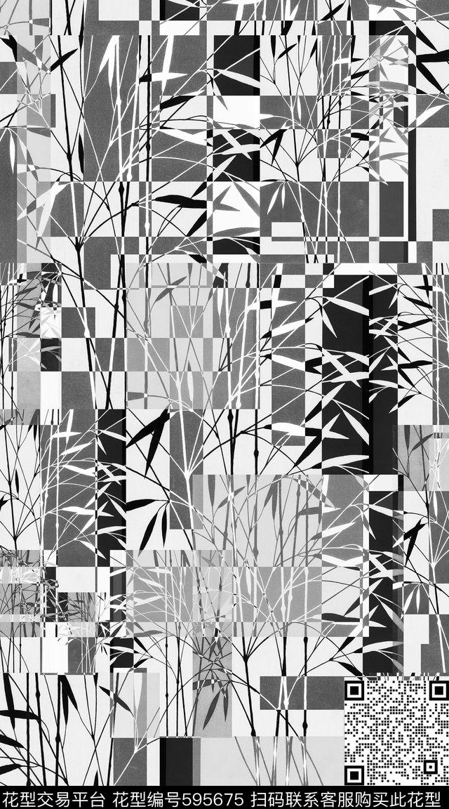 抽象几何竹子传统印花华亿平台下载（图片编号: 595675） - 瓦栏（Walan）