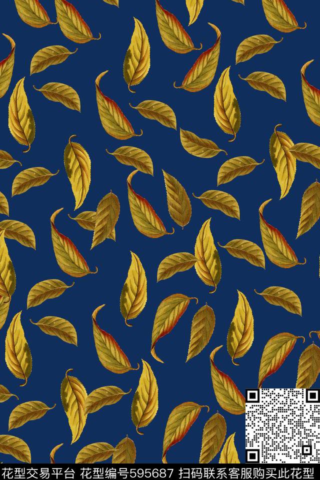 时尚花卉叶子数码印花华亿平台下载（图片编号: 595687） - 瓦栏（Walan）