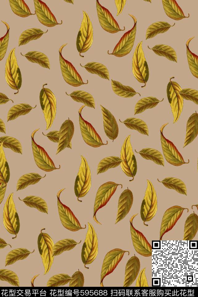 时尚花卉叶子数码印花华亿平台下载（图片编号: 595688） - 瓦栏（Walan）