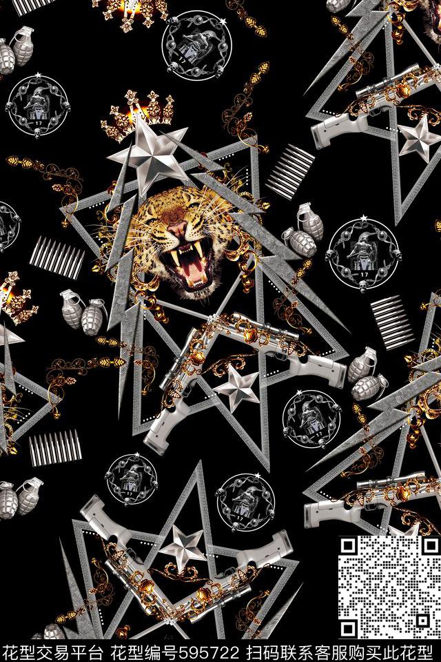 五角星夹克金属豹头数码印花华亿平台下载（图片编号: 595722） - 瓦栏（Walan）