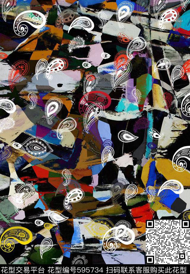 腰果男装佩斯利数码印花华亿平台下载（图片编号: 595734） - 瓦栏（Walan）