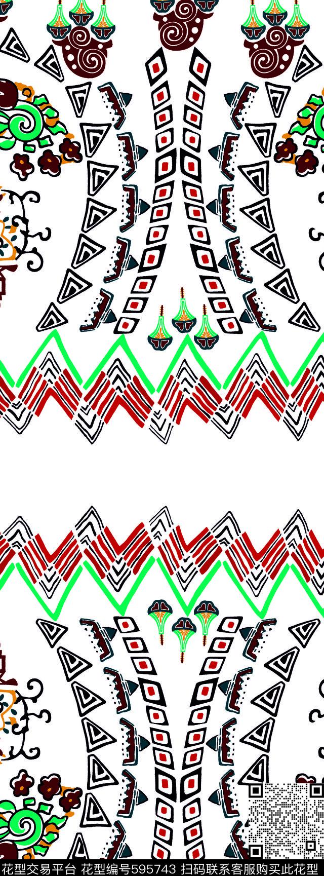 简单花卉花纹对称传统印花华亿平台下载（图片编号: 595743） - 瓦栏（Walan）