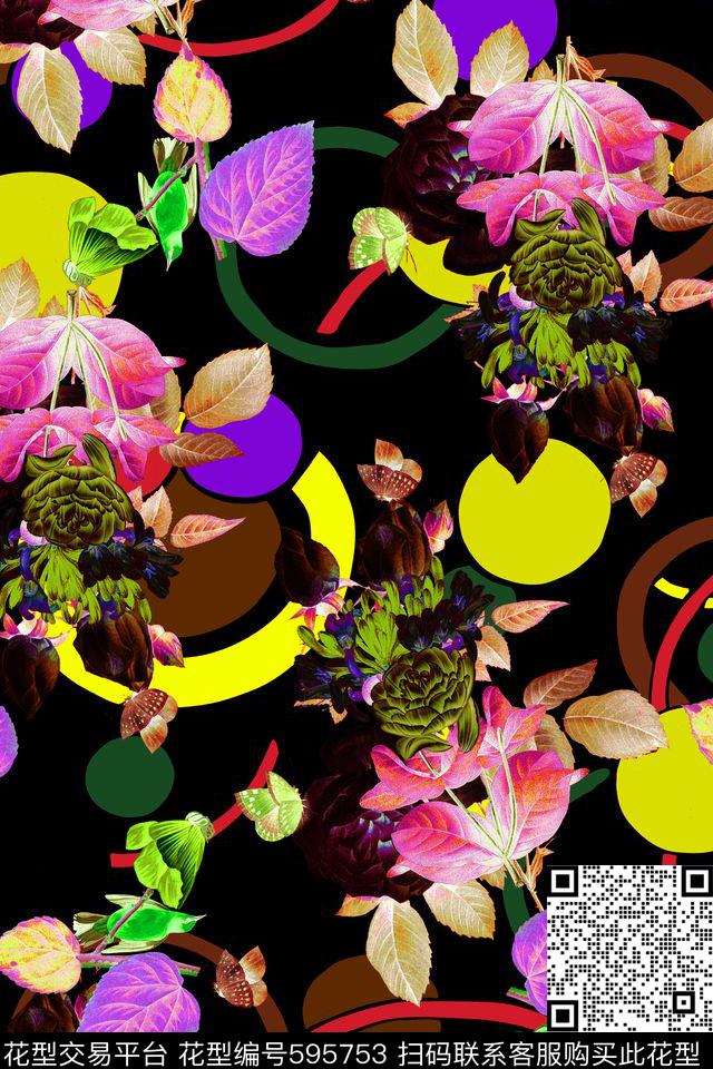 花朵花卉乱花数码印花华亿平台下载（图片编号: 595753） - 瓦栏（Walan）