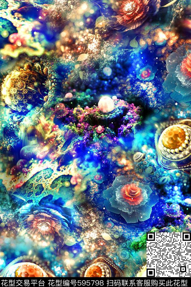 抽象珠宝宝石数码印花华亿平台下载（图片编号: 595798） - 瓦栏（Walan）