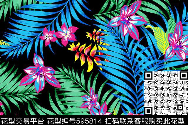 花卉数码印花华亿平台下载（图片编号: 595814） - 瓦栏（Walan）